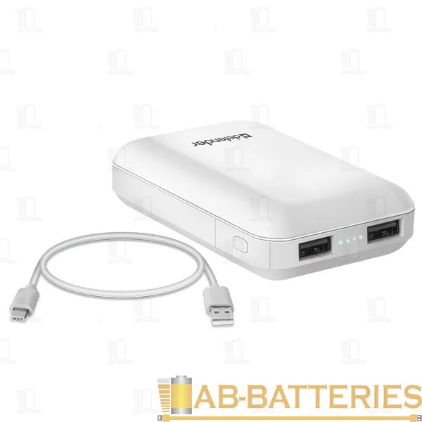 Внешний аккумулятор Defender ExtraLife 10000S 10000mAh 2.1A 2USB белый (1/40)