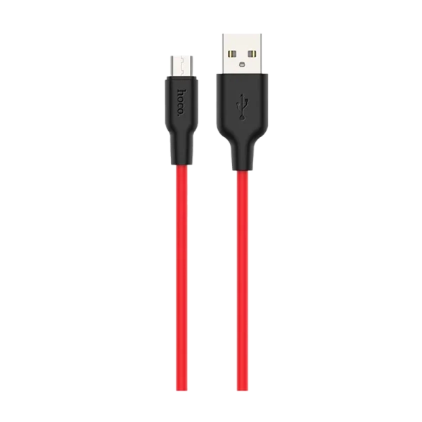 Кабель HOCO X21 Plus USB (m)-microUSB (m) 2.0м 2.4A силикон черный красный (1/28/168)