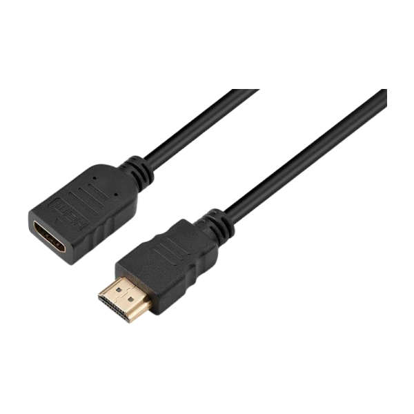 Кабель GoPower удлинитель HDMI 2.0 (m)-HDMI (f) 0.5м ПВХ черный Premium Zip-Lock c подвесом (1/250)