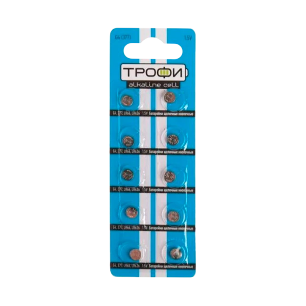 Батарейка Трофи G4/LR626/LR66/377A/177 BL10 Alkaline 1.55V (10/200/1600)