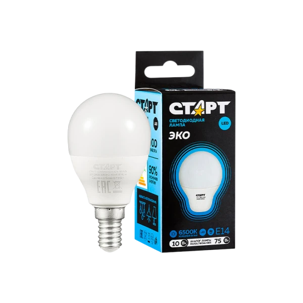 Лампа светодиодная Старт Sphere E14 10W 6500К 220V шар Black матовая (1/10/100)