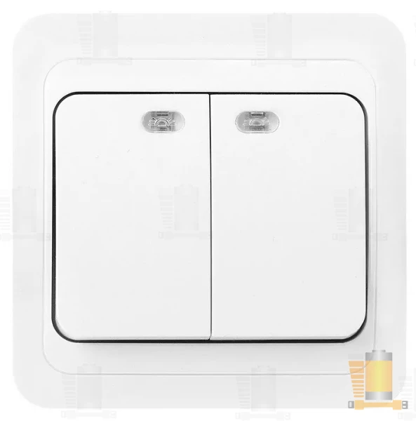 Выключатель Smartbuy 2-клавишный с индикатором 10А белый, керамика "Марс"