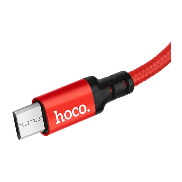 Кабель HOCO X14 USB (m)-microUSB (m) 2.0м 1.7A нейлон красный черный (1/33/330)