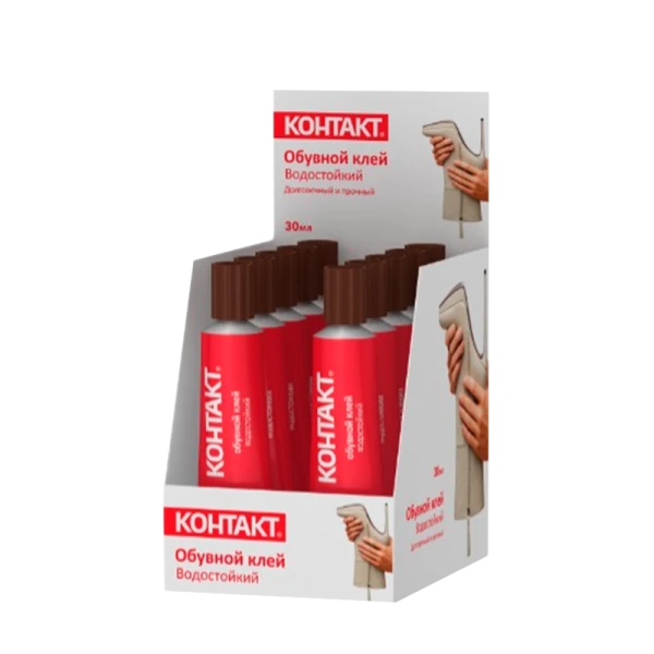 *Клей Контакт обувной 30мл водостойкий BOX10 шоу-бокс (10/120) 