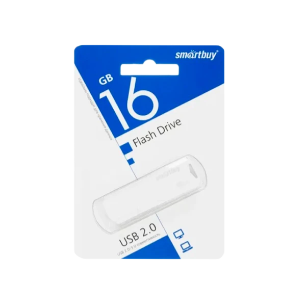 Флеш-накопитель Smartbuy Clue 16GB USB2.0 пластик белый