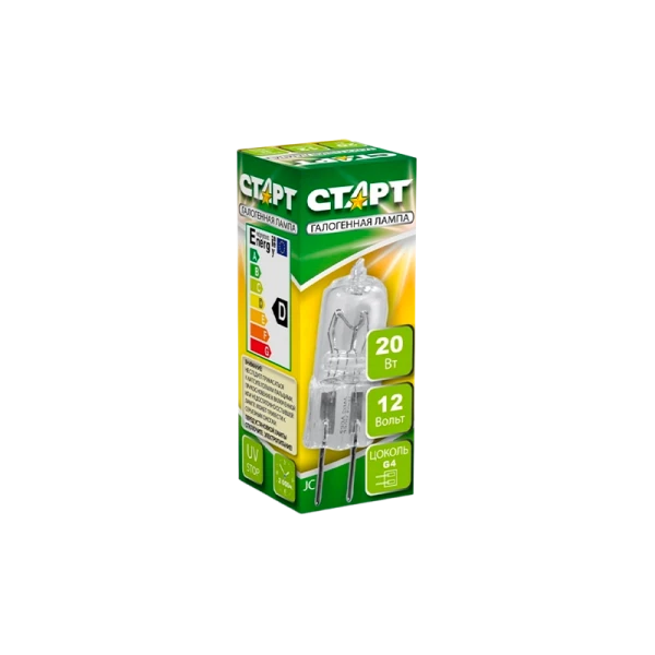 Лампа галогенная Старт JC G4 20W 12V капсула прозрачная