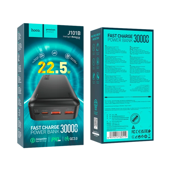 Внешний аккумулятор HOCO J101В 30000mAh 22.5W черный (1/30)