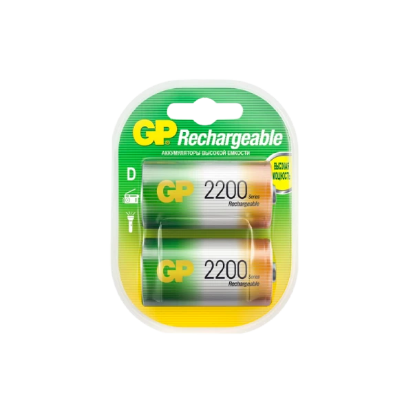 Аккумулятор бытовой GP HR20 D BL2 NI-MH 2200mAh в пластиковой упаковке (2/12/72)