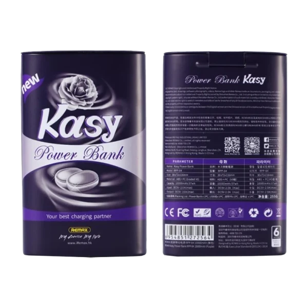 Внешний аккумулятор Remax RPP-64 Kasy 10000mAh 2.1A 2USB фиолетовый (1/60)