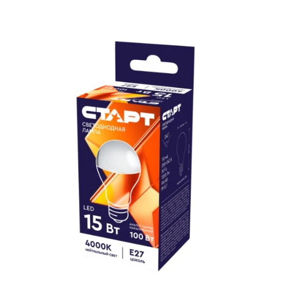 Лампа светодиодная Старт GLS E27 15W 4000К 220V груша Black матовая (1/10/100)