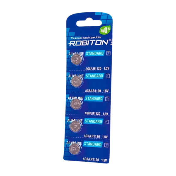 Батарейка ROBITON STANDARD R-AG8-0-BL5 (0% Hg) AG8 LR1120 391 191 LR55 BL5