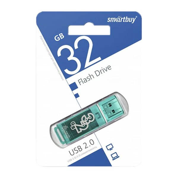Флеш-накопитель Smartbuy Glossy 32GB USB2.0 пластик зеленый