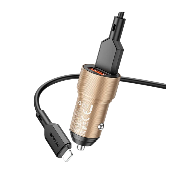 Автомобильное З/У Borofone BZ19B 2USB 18W с кабелем microUSB золотой (1/94/376)