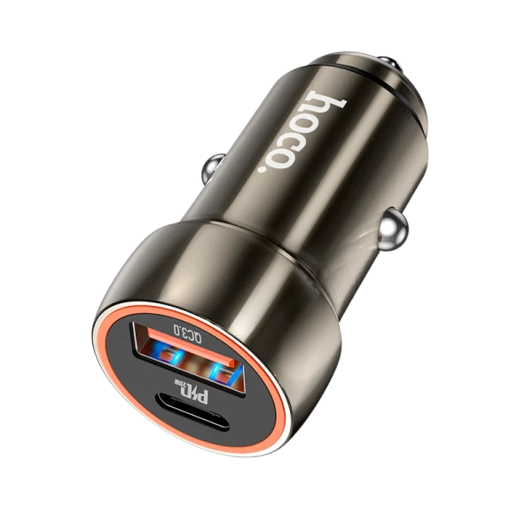 Автомобильное З/У HOCO Z46A 1USB/Type-C 3.0A 20W QC3.0 серый (1/13/130)