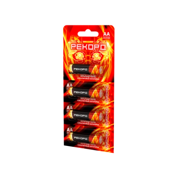 Батарейка Рекорд LR6 AA BL4 Alkaline 1.5V отрывные (4/48/480)