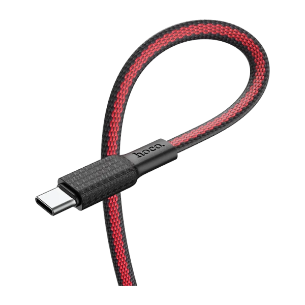 Кабель HOCO X69 Type-C (m)-Type-C (m) 1.0м 3.0A 60W нейлон черный красный (1/33/330)
