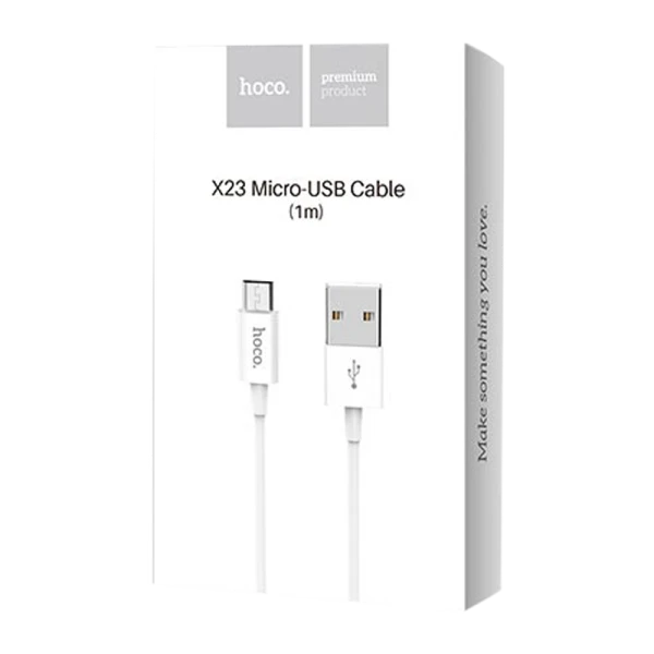 Кабель HOCO X23 USB (m)-microUSB (m) 1.0м 2.1A TPE белый (1/46/276)