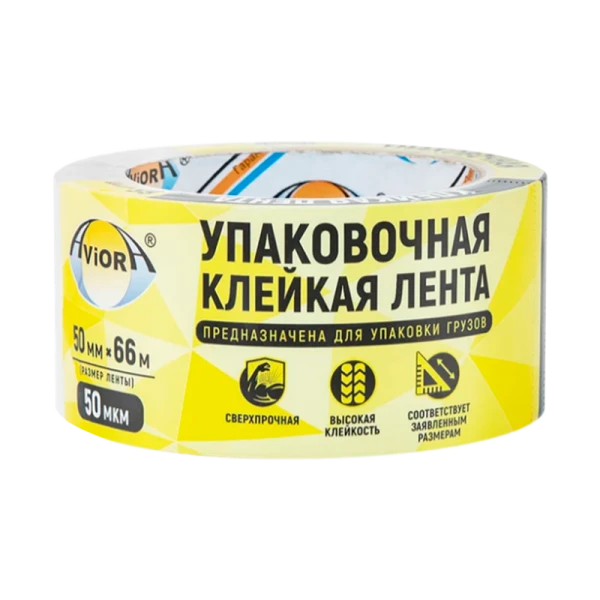Скотч Aviora ПП 50мм*66м упаковочный акрил прозрачный (1/36)