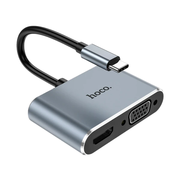 Переходник HOCO HB29 Type-C (m)-HDMI/VGA (f) серый (1/18/180)