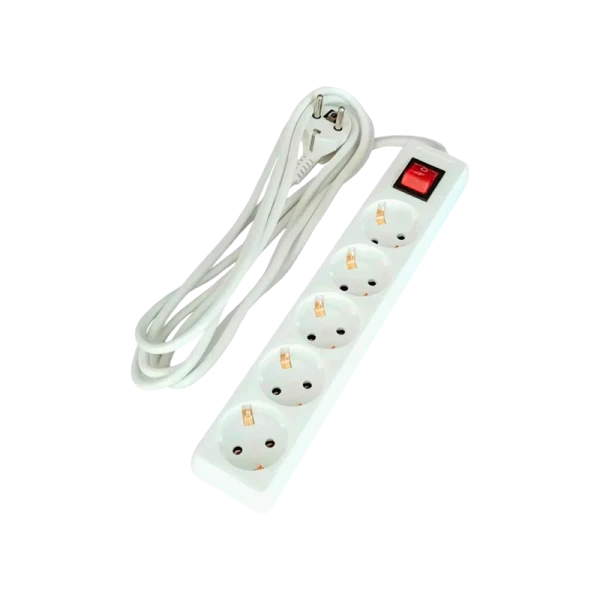 Удлинитель Прогресс Standard 5р.С/З 10A 5.0м с выкл. 3x1мм² белый (1/20)