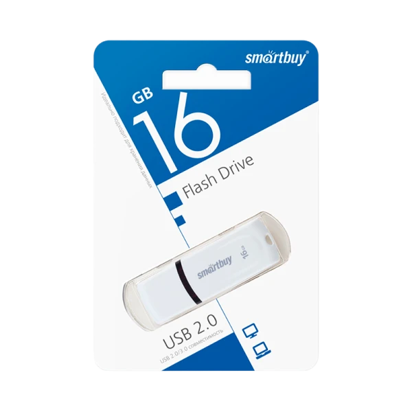 Флеш-накопитель Smartbuy Paean 16GB USB2.0 пластик белый