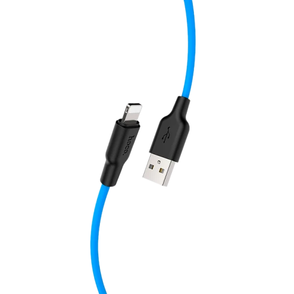 Кабель HOCO X21 Plus USB (m)-Lightning (m) 1.0м 2.4A силикон черный синий (1/28/168)