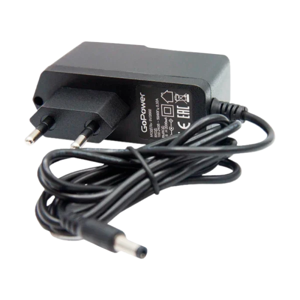 Блок питания GoPower 1.0A 12V 5,5x2,5/12мм импульсный (1/100)