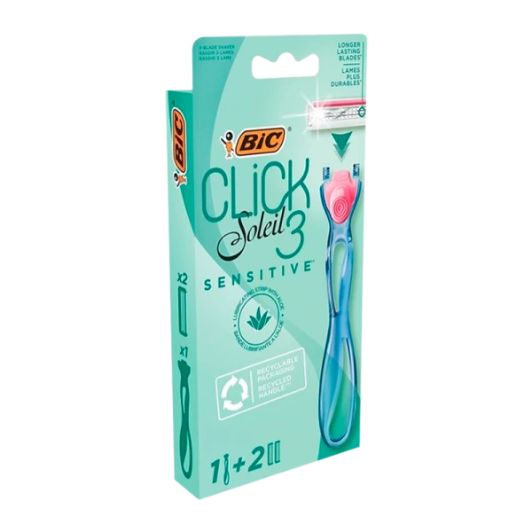 Бритва BIC Soleil Click 3 Sensitive 3 лезвия 2 кассеты пластиковая ручка (1/10)