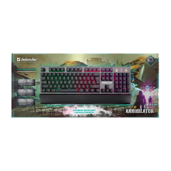 Клавиатура проводная Defender GK-013 Annihilator игровая USB 1.5м черный (1/10)