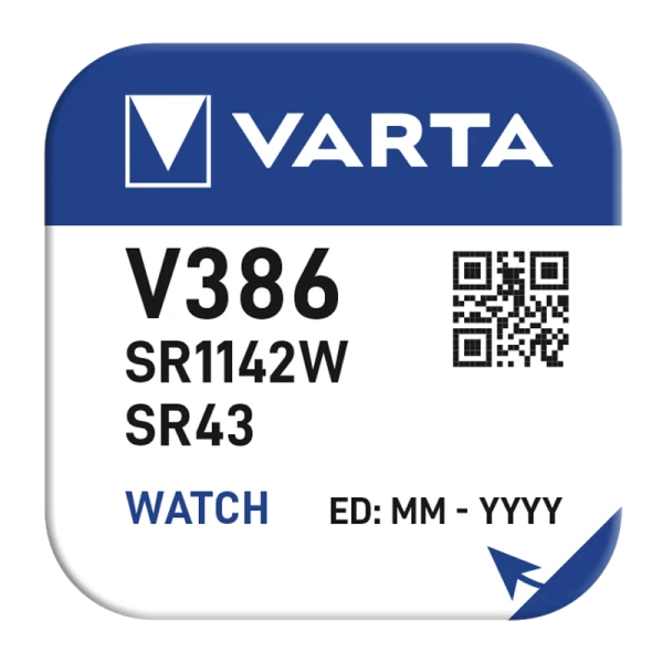 Батарейка Varta 386 (SR43W) BL1 Silver Oxide 1.55V (1/10/100)