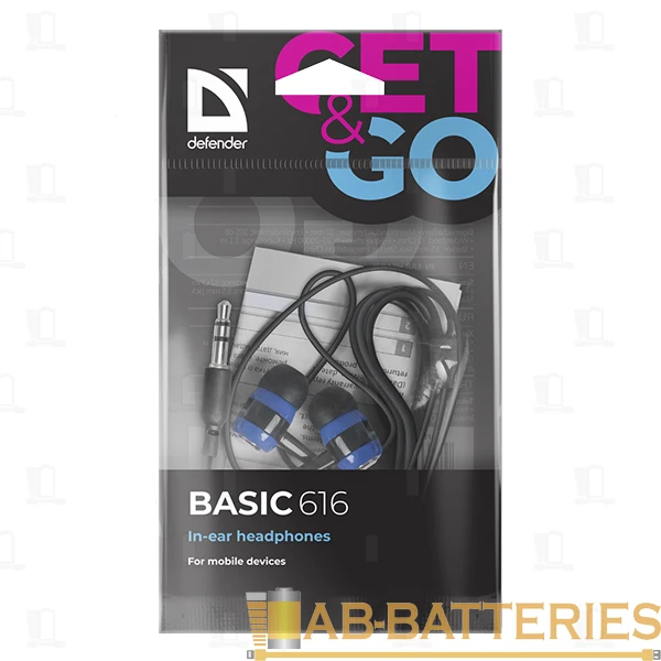 Наушники внутриканальные Defender 616 Basic черный синий (1/100)