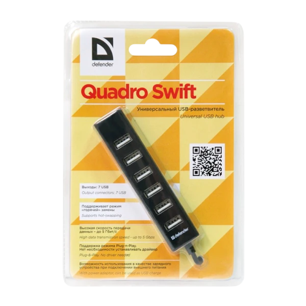 USB-Хаб Defender Quadro Swift 7USB черный (1/100)