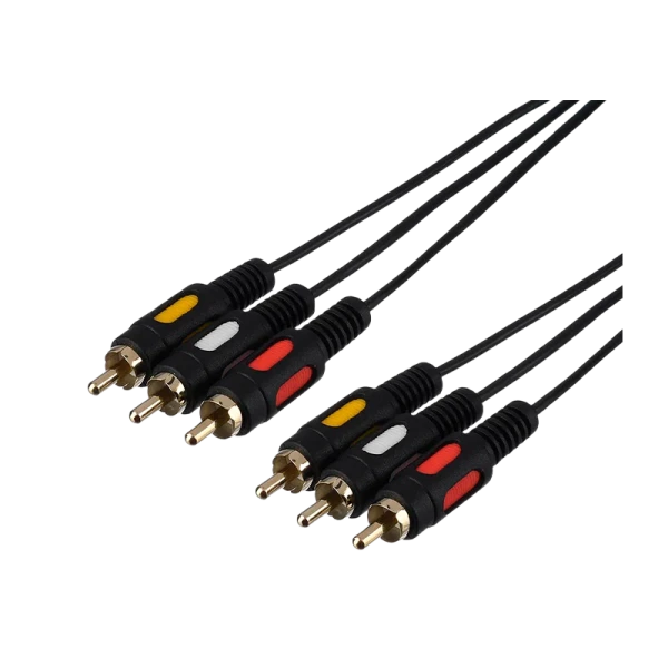 Кабель GoPower 3xRCA (m)-3xRCA (m) 3.0м ПВХ черный Premium Zip-Lock c подвесом (1/100)