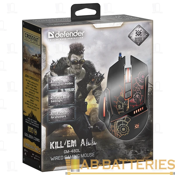 Мышь проводная Defender GM-480L Kill'em All игровая USB черный (1/40)