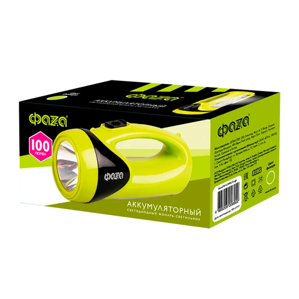 Фонарь туристический Фаzа AccuF8-L1W/L12 1W 1+12LED от аккумулятора зеленый (1/20)