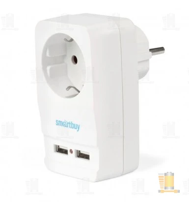 Сетевой переходник Smartbuy универсальный 1р.С/З 1USB белый