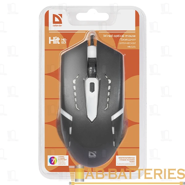 Мышь проводная Defender MB-601 HIT классическая USB черный (1/40)