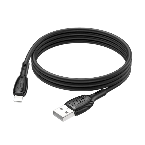 Кабель Borofone BX86 USB (m)-Lightning (m) 1.0м 2.4A силикон черный (1/360)