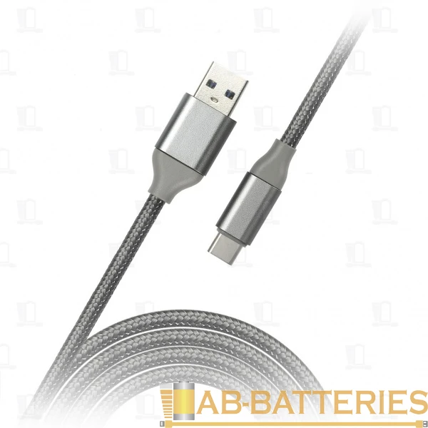 Кабель Smartbuy iK-3012 USB3.0 (m)-Type-C (m) 1.0м 2.1A нейлон серебряный (1/60)