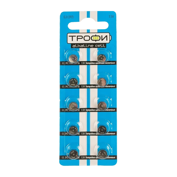 Батарейка Трофи G3/LR736/LR41/392A/192 BL10 Alkaline 1.55V (10/200/1600)