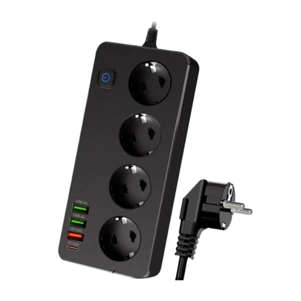 Сетевой фильтр Live Power LP SF401 4р.С/З 10A 3USB A+C Gan 45W с выкл. 2.0м черный (1/30)