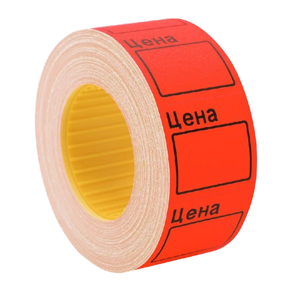 Этикет-лента 29 мм х 28 мм "Цена" (500 этикеток /рол.), красная, AVIORA (цена за 1 рулон) (10/160)