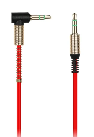 Кабель AUX Smartbuy Jack 3.5mm (m)-Jack 3.5mm (m) 1.0м силикон угловой красный (1/100)