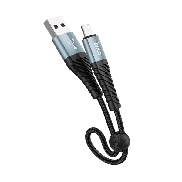 Кабель HOCO X38 USB (m)-Lightning (m) 0.25м 2.4A нейлон черный (1/31/310)