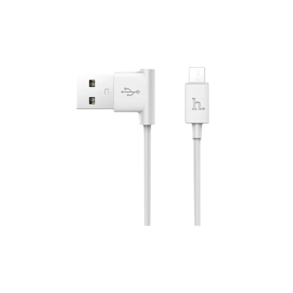 Кабель HOCO UPM10 USB (m)-microUSB (m) 1.2м 2.4A силикон угловой белый (1/50/500)