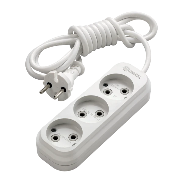 Удлинитель Makel 3р.Б/З 2.0м белый MGP122 (1/12)