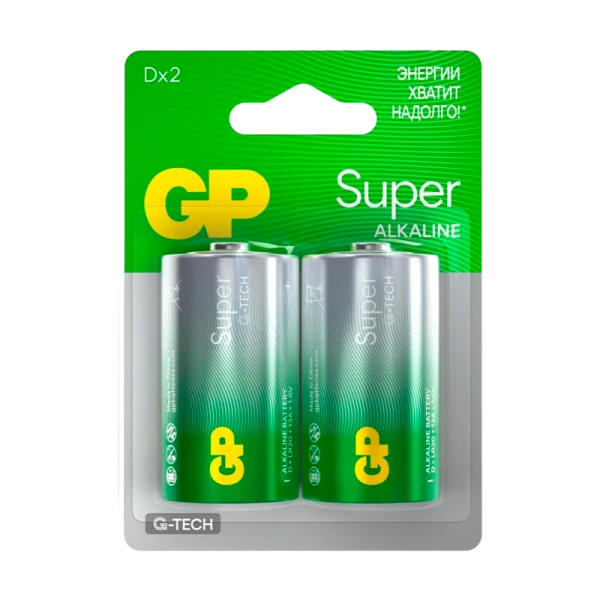 Батарейка GP Super G-Tech LR20 D BL2 Alkaline 1.5V (2/20/160)