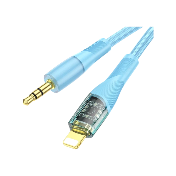 Кабель AUX HOCO UPA25 Jack 3.5mm (m)-Lightning (m) 1.0м нейлон синий (1/31/310)