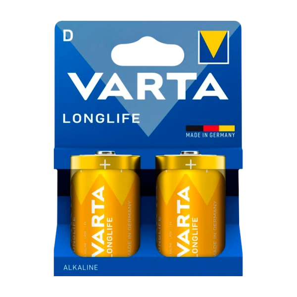 Батарейка Varta LONGLIFE LR20 D BL2 Alkaline 1.5V (4120) (2/20/100)
