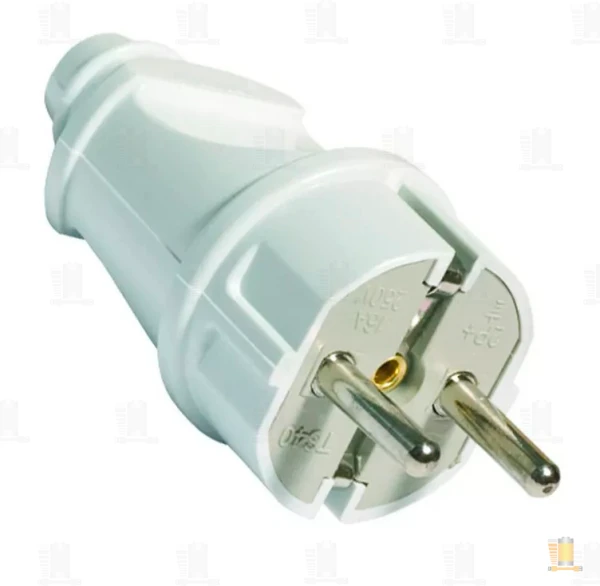 Вилка Smartbuy, прямая с заземлением белая 16А 250В
